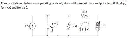 Solved The Circuit Shown Below Was Operating In Steady State Chegg