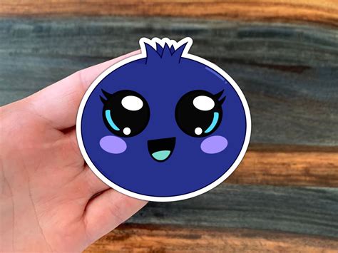 Blueberry Sticker Kawaii Fruit Sticker Cute Kawaii Blueberry Kiss Cut