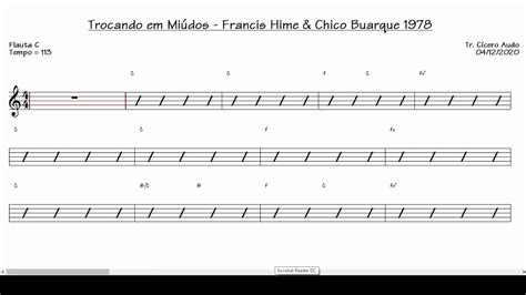 Trocando em Miúdos Francis Hime Chico Buarque 1978 Flauta C