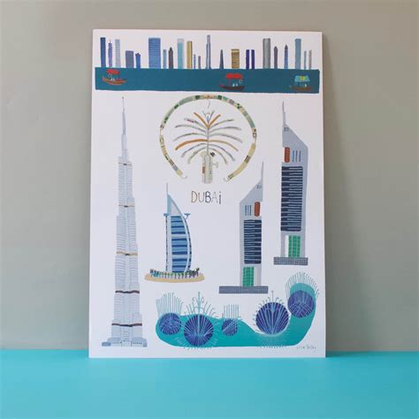 Dubai A3 Poster Burj Khalifa Burj Al Arab Dubai Creek The Palm