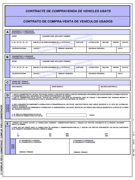 Contrato De Compra Venta De Un Vehiculo