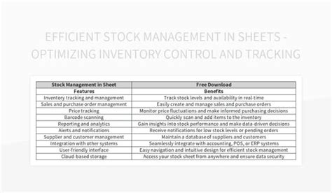 Efficient Stock Management In Sheets Optimizing Inventory Control And