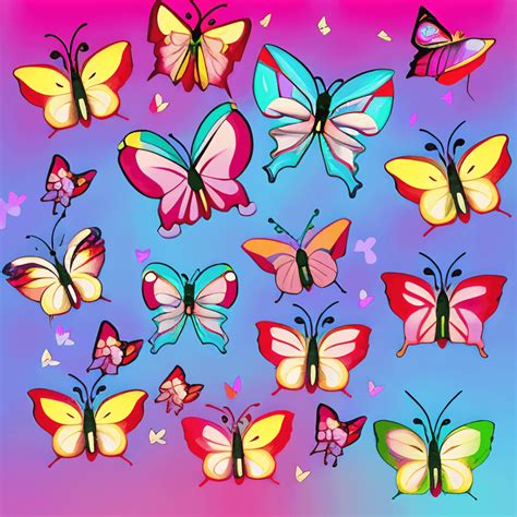 Colorful Butterflies Kawaii Chibi Graphic · Creative Fabrica