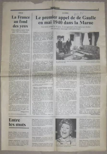 COUPURE DE PRESSE Clipping Le Premier Appel De De Gaule Juin 1985