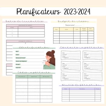 Planificateur 2023 2024 5 périodes Modèle 2 by Cath La Prof TPT