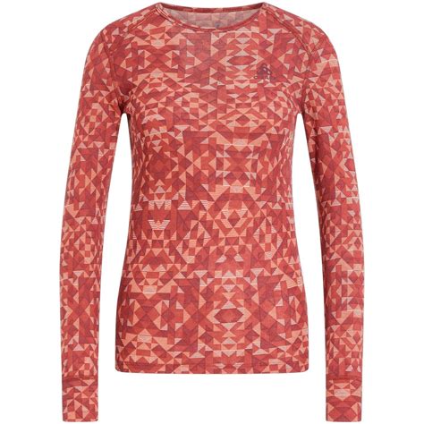 Odlo Active Warm Graphic Long Sleeve Base Layer Top Women Cinnabar