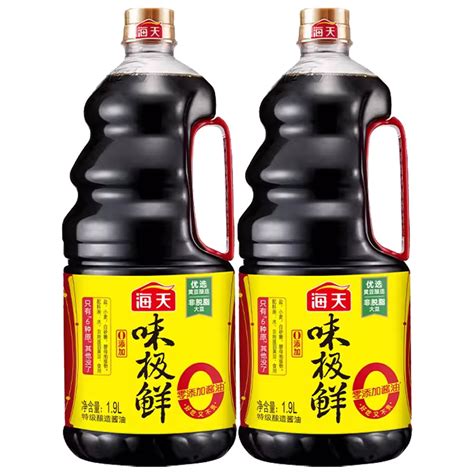 海天酱油0添加味极鲜1 9l 2瓶特级酿造生抽白灼汁厨房调味品 虎窝淘