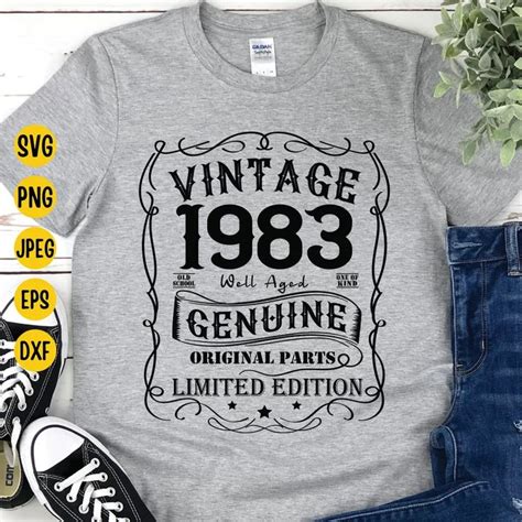 Vintage 1983 Svg Well Aged Genuine 1983 Birthday Svg Aged Etsy 50th