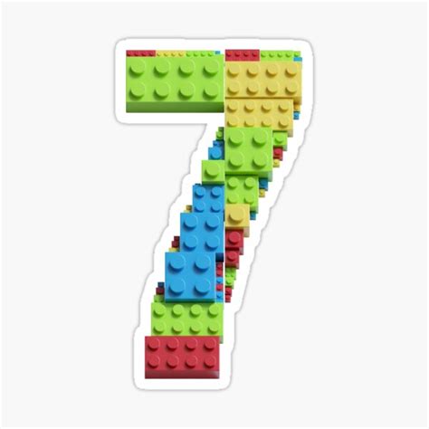 Number Built From Plastic Building Bricks Primary Colors Sticker