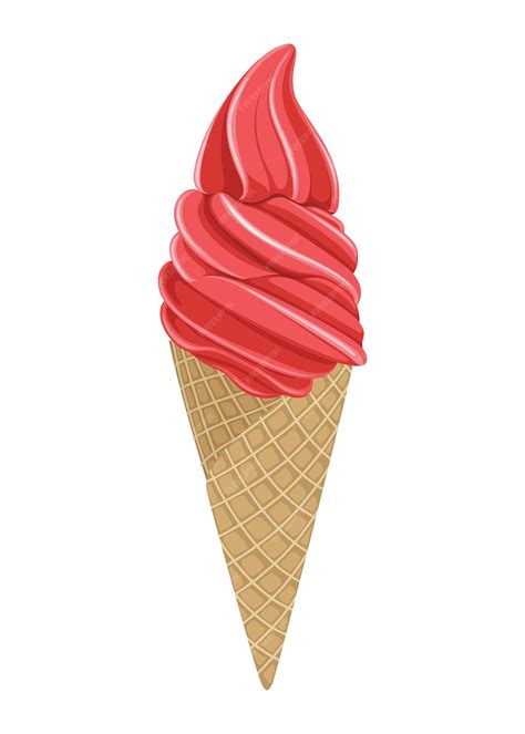 Premium Vector Ice Cream Cone Strawberry Sweet Food Cold Drink Vector