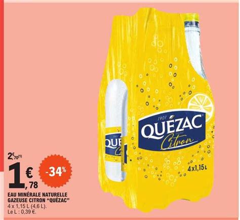 Promo Eau Minérale Naturelle Gazeuse Citron quézac chez E Leclerc