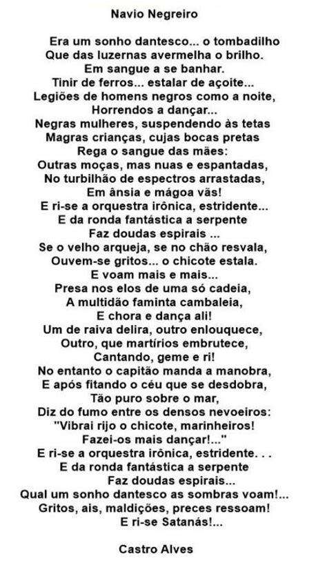 Poema Navio Negreiro - leiam o poema pfvr 1)O poema "O navio negreiro" tem uma finalidade ...
