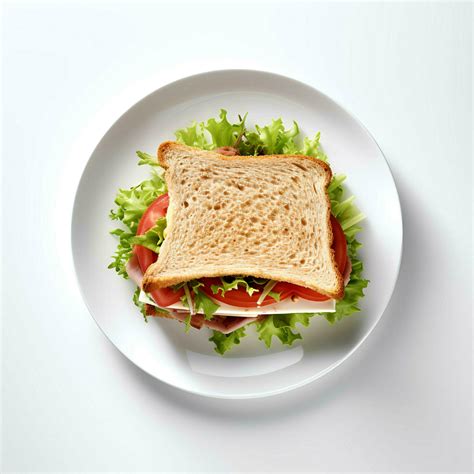 Food Photography Of Sandwich On Plate Isolated On White Background