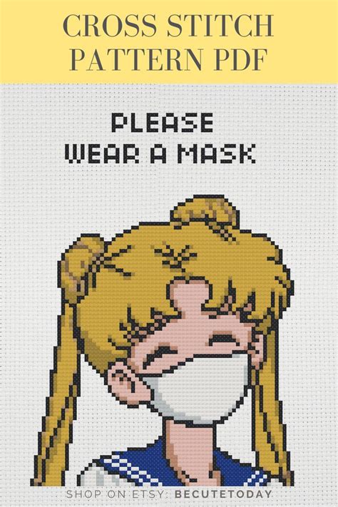 Wear A Mask Cross Stitch Pattern Sailor Moon Cross Stitch Etsy