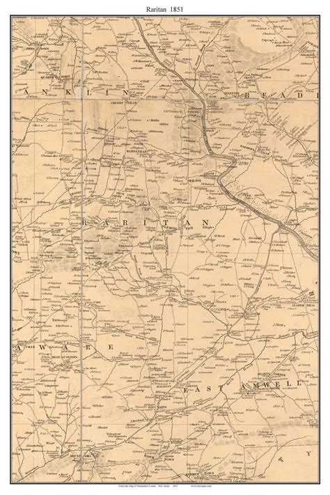 Raritan New Jersey 1851 Old Town Map Custom Print Hunterdon Co