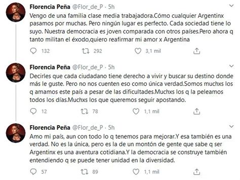 Florencia Peña Se Diferenció De Los Argentinos Que Se Quieren Ir Del