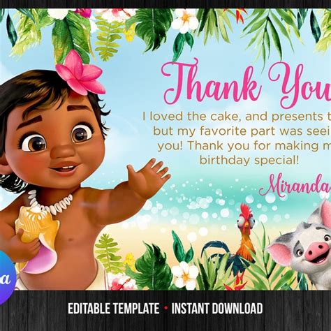 Moana Thank You Digital Etsy