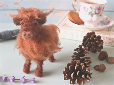 Highland Cow Needle Felting Kit British Felting Wool Etsy Uk