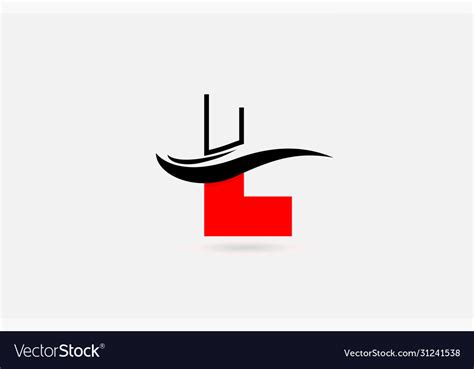 L Red Black Alphabet Letter Logo Icon For Company Vector Image