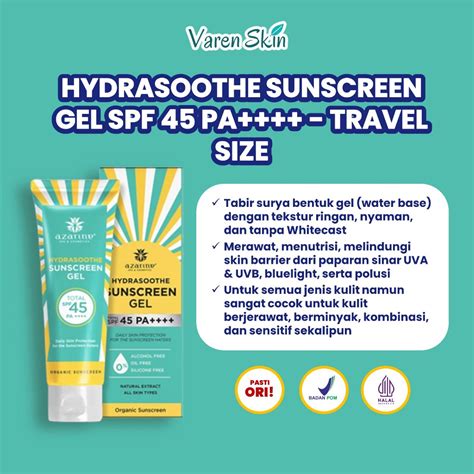 Jual AZARINE Hydrasoothe Sunscreen Gel SPF 45 PA 30 Ml Shopee