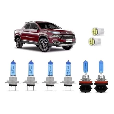 Kit Lampadas Super Branca Farol Milha T10 Led Fiat Toro 8500K