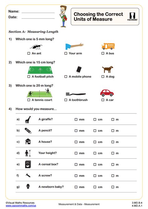 Choosing The Correct Units Of Measure 2nd Grade Pdf Measurement And