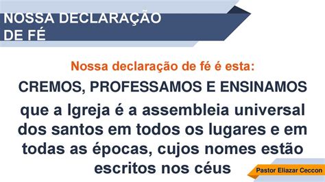 DECLARAÇÃO DE FÉ das Assembleias de Deus ppt carregar