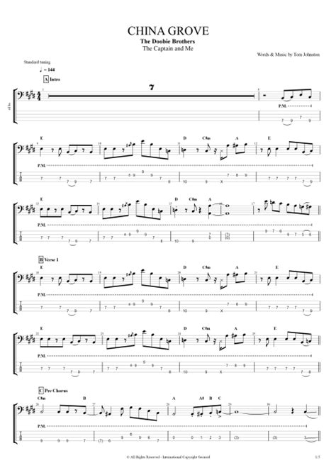 China Grove Tab by The Doobie Brothers (Guitar Pro) - Full Score ...