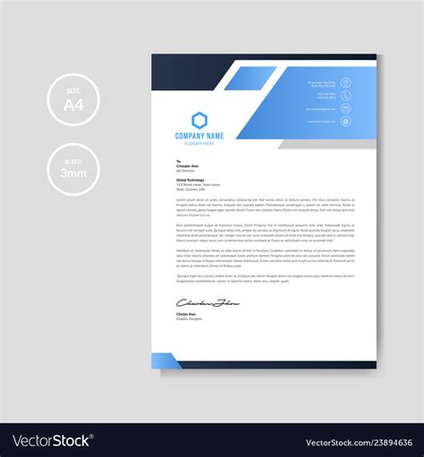 Modern Blue Letterhead Background Royalty Free Vector Image