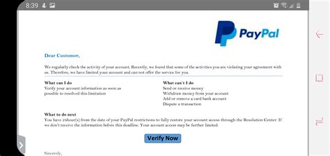 My Paypal I Never Use Has Gone Against My Agreement With Paypal So I Got A Pdf With A Link