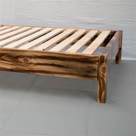 Torched Farmhouse Platform Bed Handcrafted Solid Wood