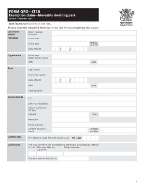 Fillable Online Form Lt Exemption Claimmoveable Dwelling Park Form