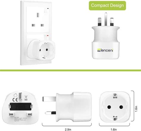 34m Lencent 2 X Travel Adaptor Germany To Uk Travel Plug Power Adapter