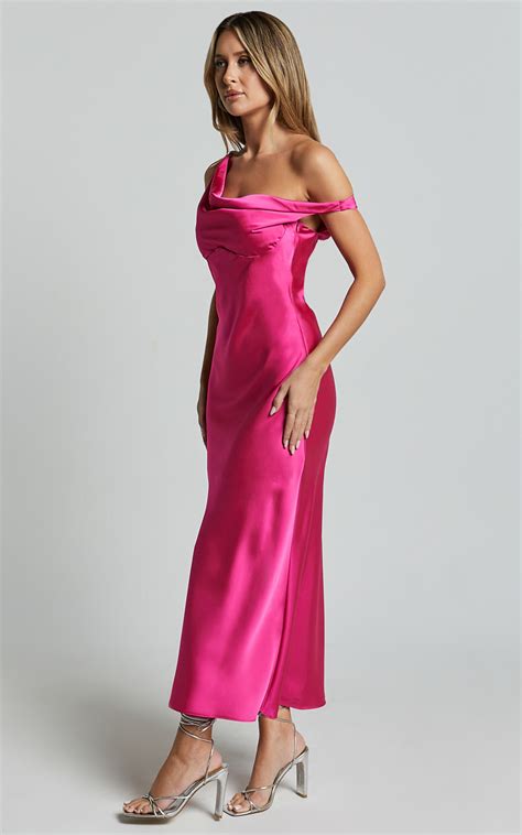 Alexia Midi Dress One Shoulder Bust Slip Dress In Fuschia Showpo Usa