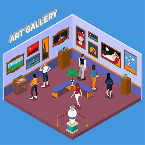 Free Vector Art Gallery Isometric Illustration