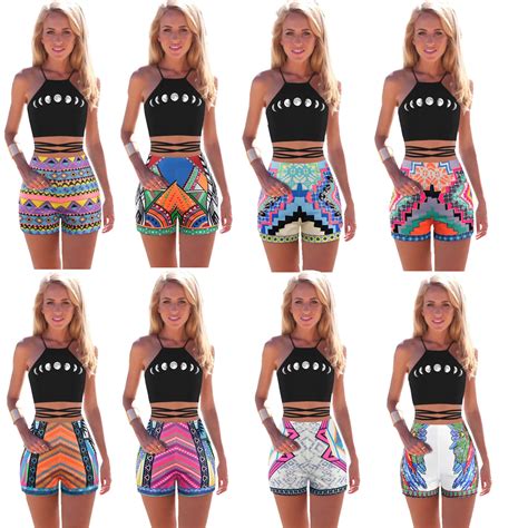 Womens Summer Beach Shorts Ethnic Style Surf Board Short Pants Ethnic