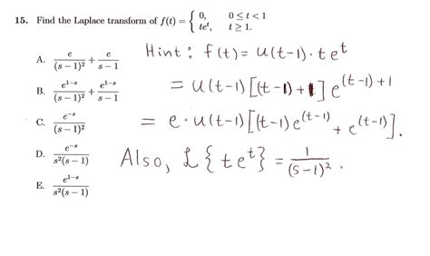 Solved 15 Find The Laplace Transform Of F T So Tet Chegg