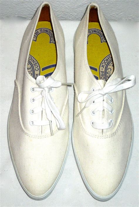 Vintage Keds White Leather Shoes Retro Lace Up Flats Uniform Size Atelier Yuwa Ciao Jp