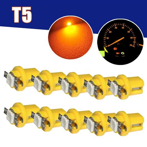 10 Lâmpadas Led T5 B8 5 Mosquito Painel Carro Moto 12V Amarelo