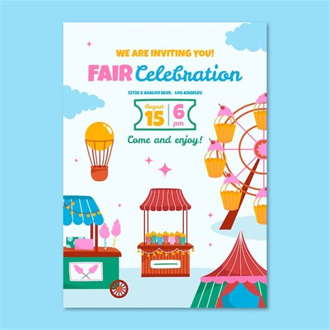 Free Vector Flat Fair Invitation Template