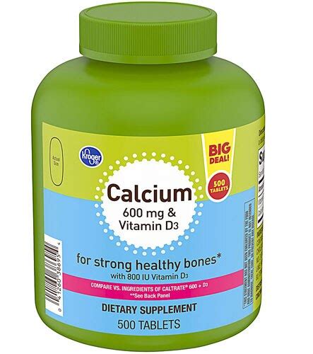 Kroger® Calcium 600 Mg And Vitamin D3 500 Swabs Vitacost