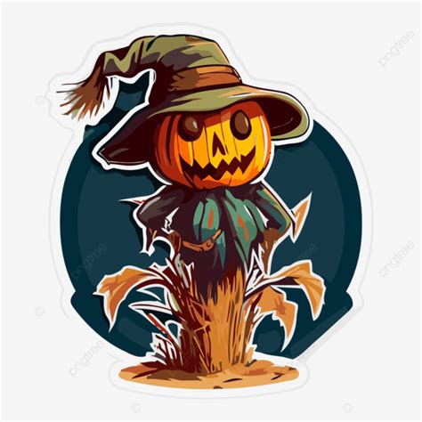 Pegatina Con Una Calabaza Vestida Con Un Sombrero Clipart Vector PNG