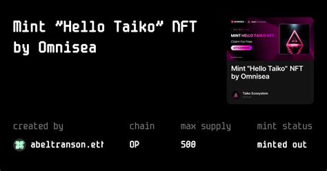 Mint Hello Taiko Nft By Omnisea Mint Fun