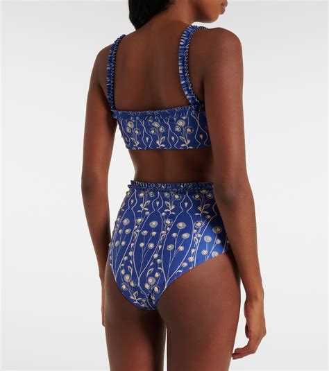 Olmo Printed Bikini Top In Blue Agua By Agua Bendita Mytheresa