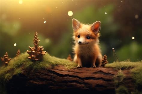 Premium AI Image | A fox on a log with a forest background