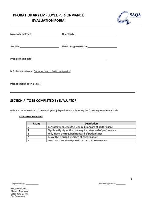 Day Probationary Period Template