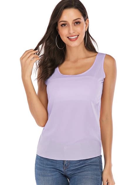 Lelinta Womens Chiffon Tank Top Undershirts Sleeveless Breathable Scoop Neck Shirttail Tank