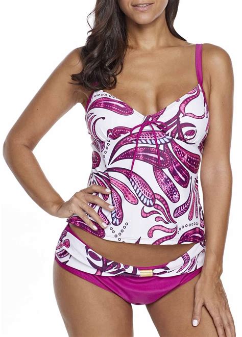 Printed Spaghetti Strap Purple Tankini Top And Shorts Trendy Fashion Outfits Tankini Clothes