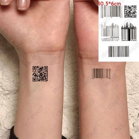 Body Art Sex Waterproof Temporary Tattoos For Men And Women Individuality Barcode Qr Code Design