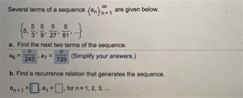 Answered Several Terms Of A Sequence An}n 1 Are… Bartleby